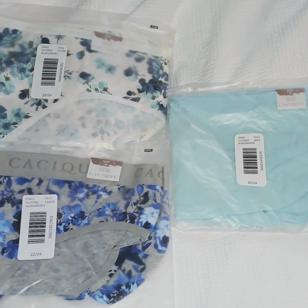 3 CACIQUE WOMEN'S PLUS COTTON HIPSTER SIZE 22-24